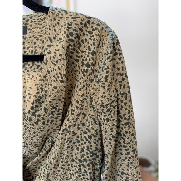 Rag & Bone Shields Leopard Print 100% Silk Blouse with Blue Stitching Size XXS - Picture 8 of 13